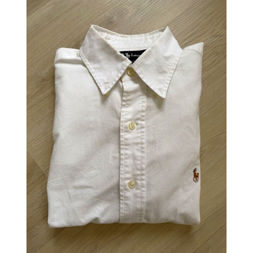 Ralph Lauren Yarmouth Men Classic Fit Dress Shirt White Solid Cotton 15.5 34